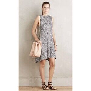 Anthropologie Maeve Grey Ribbed Trapeze Swing Tank Emerson Dress Medium Mockneck